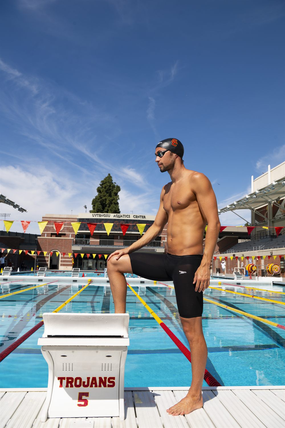 Vaggelis Makrygiannis poolside at the aquatics center